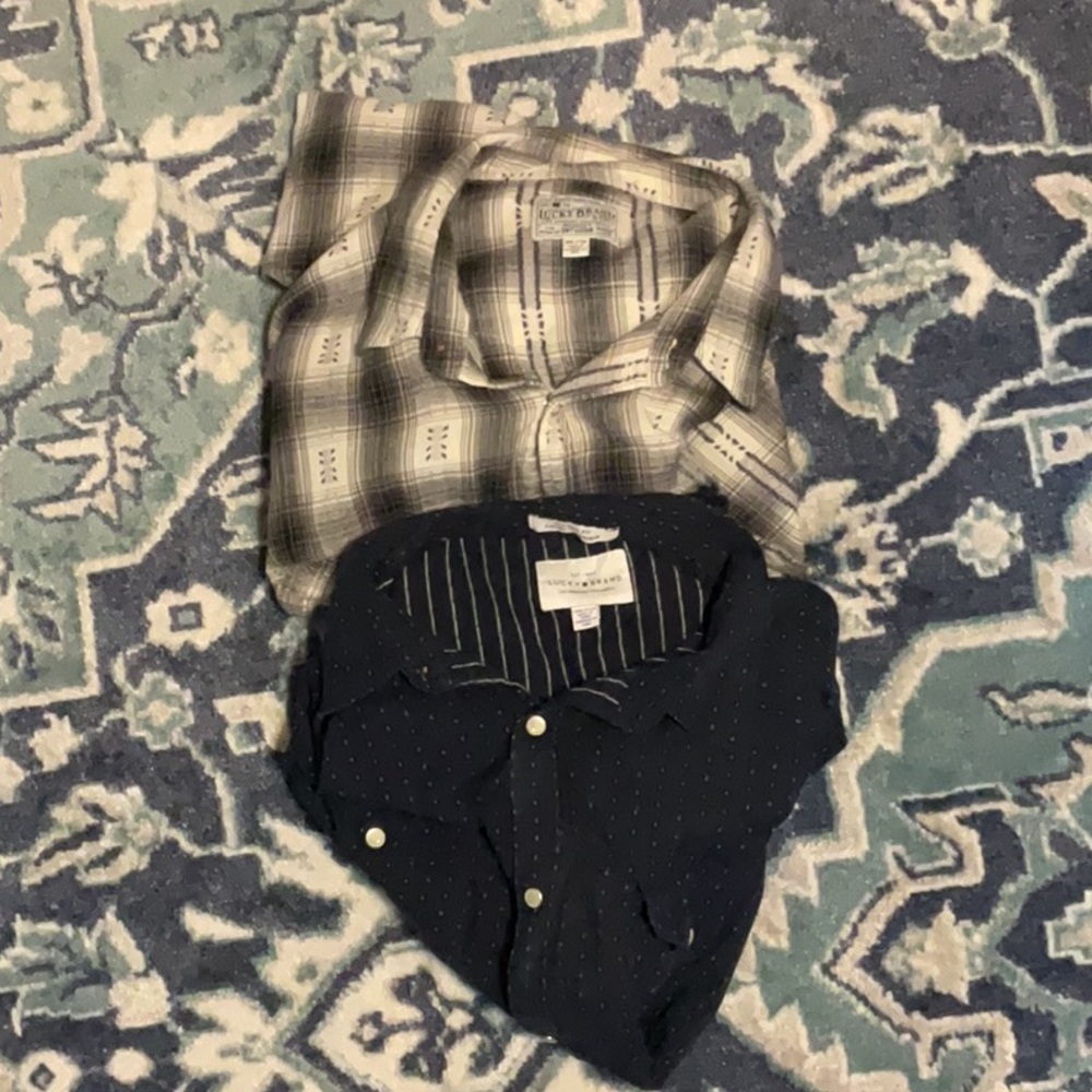 Bundle of two Lucky Brand snap button western shirts size XXL